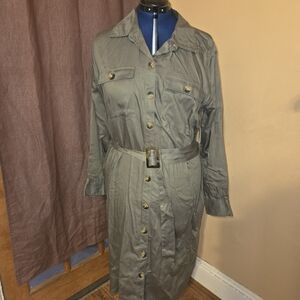 Time and Tru Khaki Buttoned Trench Coat